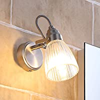 Los mejores  - LED Lámpara de pared Kara (Moderno) en Gris hecho de Vidrio e.o. para Cuarto de baño (1 llama- G9- A++) de Lindby…